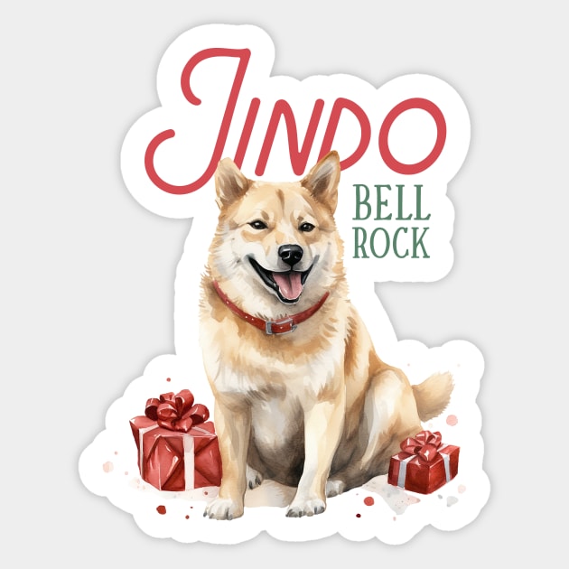 Jindo dog Christmas gift Sticker by Positively Petal Perfect 